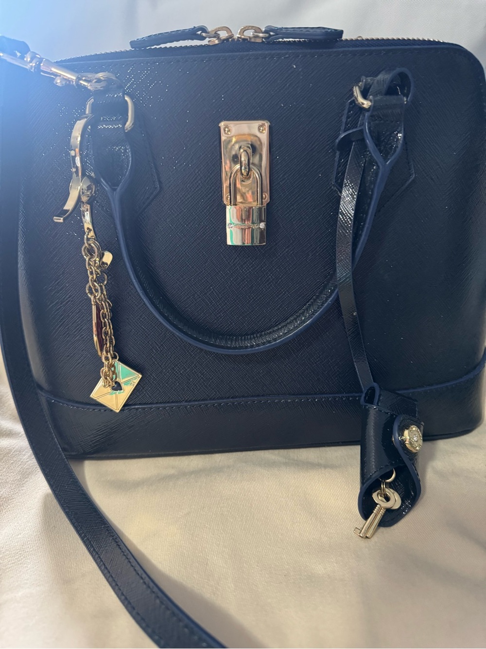 Samantha Thavasa Women’s Blue Structured Satchel Handbag - Elegant Everyday Tote